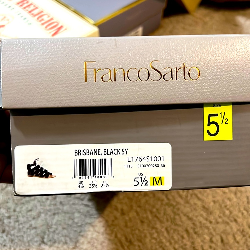 FrancoSarto size 5.5 black gladiator sandals.